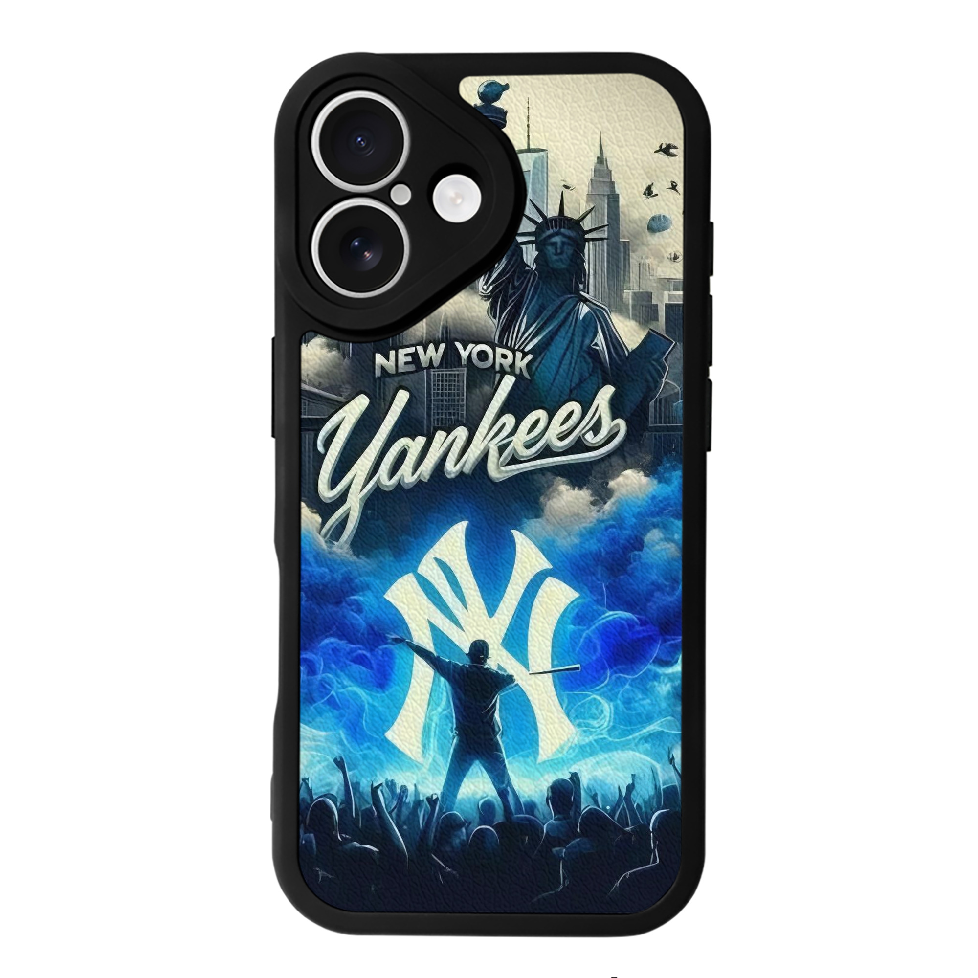 New York Yankees 308 IPhone 16 Silicone Leather Case – UV Print, Lambskin Texture – Perfect Fit, Wireless Charging Compatible, Scratch Resistant, Precise Cutouts – Stylish Protection For IPhone 16